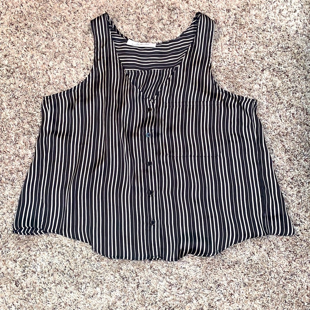 Silk top, black and nude stripes, size S